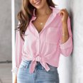 thumbnail image 4 of IROINID Rabais Chemises à Manches Longues pour Femmes à Col en V Détente Col Rabattu Blouse à Boutons Imprimée T-shirt, Rose, 4 of 6