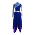 thumbnail image 1 of Nyeemya Robe de Danse Lyrique pour Femmes Manches Longues Métalliques Imprimé Rétro Coloré Tunique de Danse Culte Bleu TG, 1 of 6