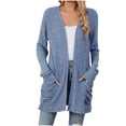 thumbnail image 1 of Yuyuzo Cardigan for Women 2024 Fall Ribbed Knit Sweater Open Front Long Sleeve Outwear with Pockets, 1 of 6