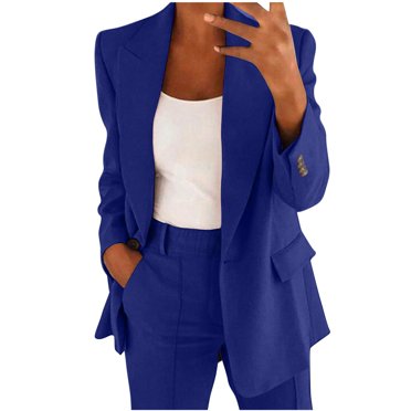 Kcodviy Women Two Piece Lapels Lace Pant Suits for Women Suit Set Business Long Juniors Pantsuit Sleeve Button formal Jacket Wedding Pant Suits for Women Pant Suit Slim Loosetrouser Jacket Suit