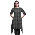 thumbnail image 1 of Bimba Kurta pour Femmes à Imprimé Bloc Noir Ethnique Imprimé Asymétrique Hauts d'Été pour Femmes XSmall, 1 of 6