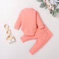 thumbnail image 3 of Winter Newborn Baby Boy Girl Clothes Set Ribbed Outfits Unisex Infant Solid Cotton Button Long Sleeve Tops Pants 2PCS, 3 of 6