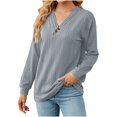 thumbnail image 5 of HKEJIAOI Tuniques pour Femmes Col Rond Uni Chemise Mi-Lourde Manches Longues, 5 of 5