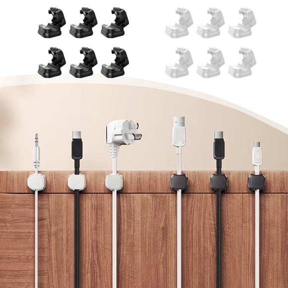 6PCS Cord Organizer Cable Clips Cable Organizer Cord Holder for Nightstand Magnetic Cable Organizer Desktop and Wall Mounted Organizer Punch Free Data Cable and Headphone Cable Storage Plug Organizer