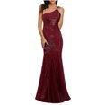 thumbnail image 1 of EGNMCR Robe à Paillettes à une Épaule pour Femme Automne Couleur Unie Sans Manches Ajustée Cocktail Formelle Robe Moulante Corset Tendance Bal Fête Soirée Maxi Robes, 1 of 5