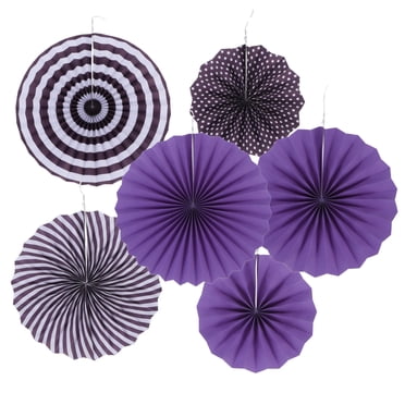 Unique Bargains Éventails Ronds en Papier 8 Pieds/12 Pieds/16 Pieds Suspendus Décoration pour Anniversaire Mariage Fête, Violet Ensemble 6 en 1
