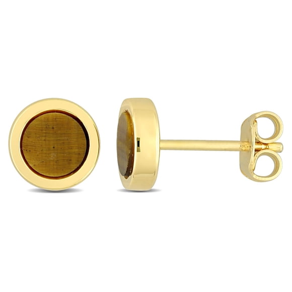 Clous d'oreilles cercle pour Homme de Miabella avec 5/8 Carat PBT d'oeil de Tigre en argent sterling plaqué en or jaune