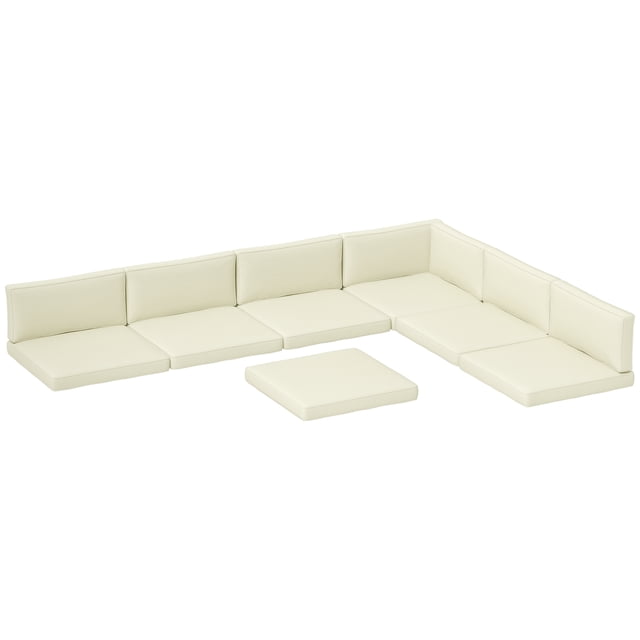 Outsunny Coussins de Remplacement pour Meubles d'Extérieur Coussin de Siège de Jardin en Blanc Crème. l'Ensemble Comprend 14 Pcs : 7 Coussins de Siège et 7 Coussins de Dossier, Conçu pour Meubles en Rotin Ou Autres collections de Jardin. Chaque Coussin Présente un Rembourrage Doux et Très Résilient et des Housses en polyester avec Fermeture Éclair pour un Retrait et un Nettoyage Faciles. les Coussins de Siège Mesurent 25,6 Pouces par 25,6 Pouces par 3,1 Pouces, et les Coussins de Dossier Mesurent 25,6 Pouces par 11,8 Pouces par 3,1 Pouces