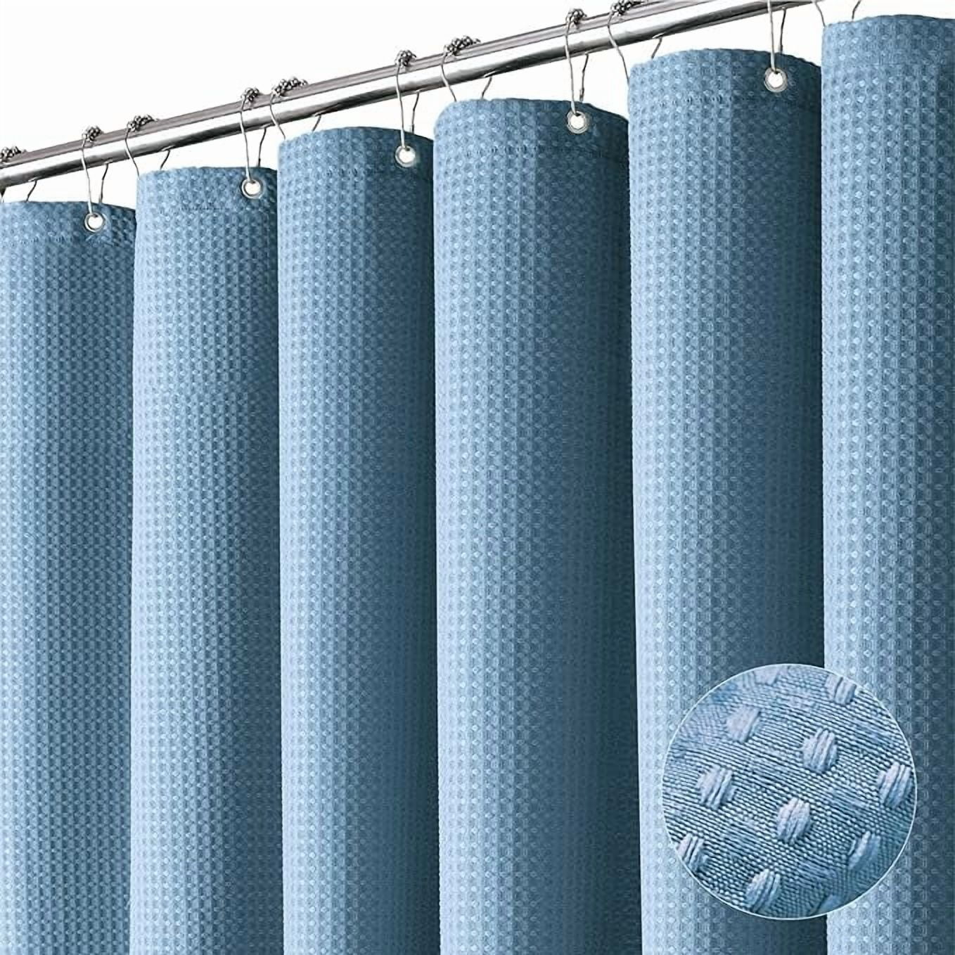 suxuMhao Waffle Pattern Waterproof Shower Curtain,71×71in 1pc Shower Curtain Liner for Bathroom,Shower Liners with 12 Plastic Hooks as a Gift,Stylish Shower Curtains for Bathroom Decor​,Blue