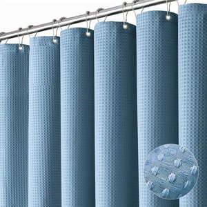 SuxuMhao Waffle Modèle Rideau de douche imperméable,71×71in 1pc Linge de douche Rideau pour salle de bain,Linges de douche avec 12 Crochets en plastique comme un cadeau, Rideaux de douche élégant pour la décoration de salle de bains, Bleu