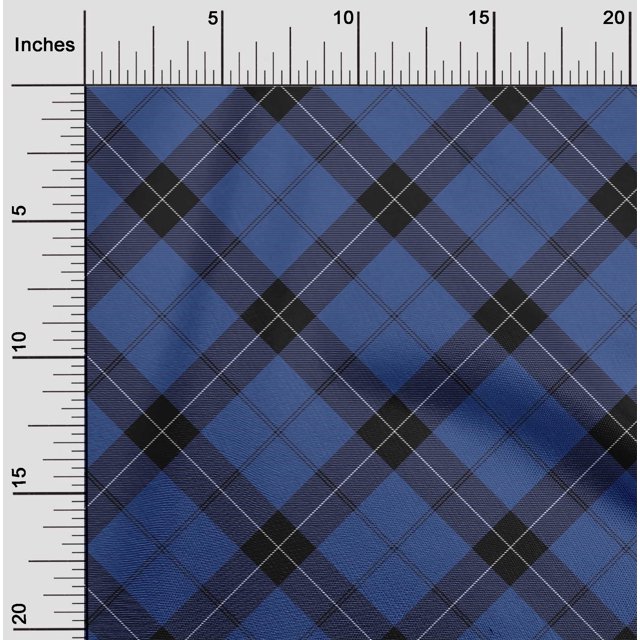 oneOone Cotton Poplin Fabric Tartan Check Printed Craft Fabric BTY 56 Inch Wide