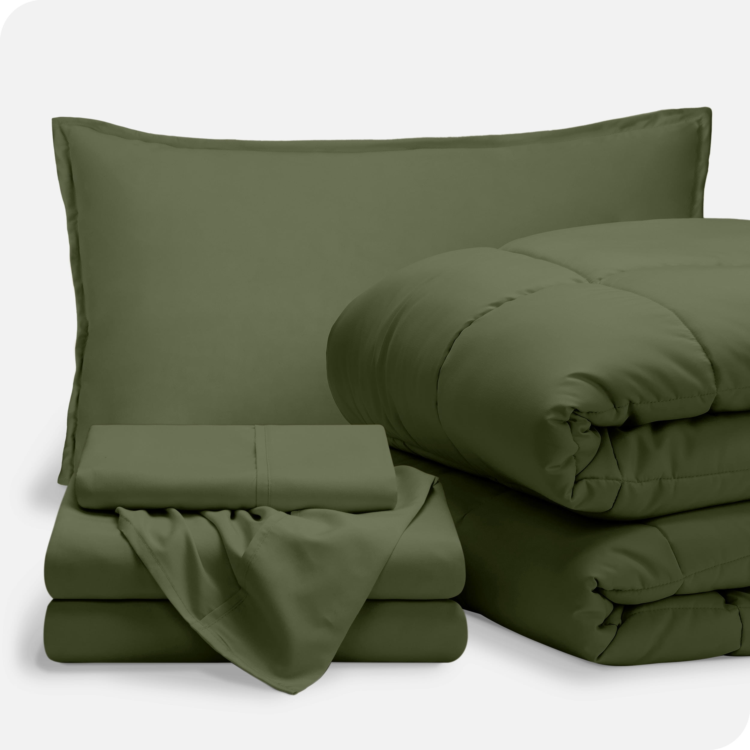 Bare Home Ensemble 5 Pcs Bed-in-a-Bag - Très Grand Simple, Vert avec Ensemble de Draps Vert