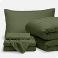 thumbnail image 1 of Bare Home Ensemble 5 Pcs Bed-in-a-Bag - Très Grand Simple, Vert avec Ensemble de Draps Vert, 1 of 7