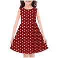 thumbnail image 3 of vdgthytj Robes Midi d'Été pour Filles Enfants Col Rond Pois Sans Manches Ligne A Fluide Longueur Genou Robe 4-14 Ans, 3 of 3