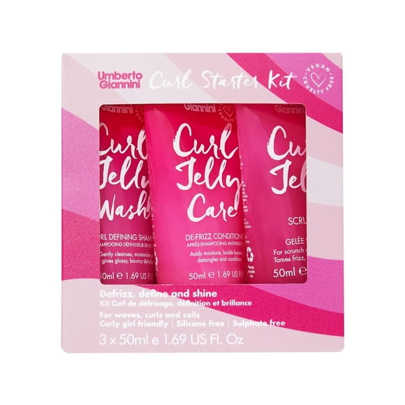 Umberto Giannini Curl Jelly Starter Kit - Travel Size Curl Scrunching Jelly Curl Jelly Wash Shampoo & Curl Jelly Care Conditioner