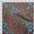 thumbnail image 3 of oneOone Velours Brun Tissu Feuilles & Floral Robe Tissu Tissu Imprimé par la Cour 58 Pouces de Large, 3 of 5