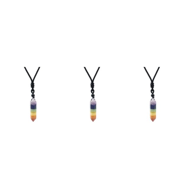 Transemion Handmade Clear Quartz Crystal Necklace Energy And Elegance Master StoneAdjustable Colorful Crystal 3Set