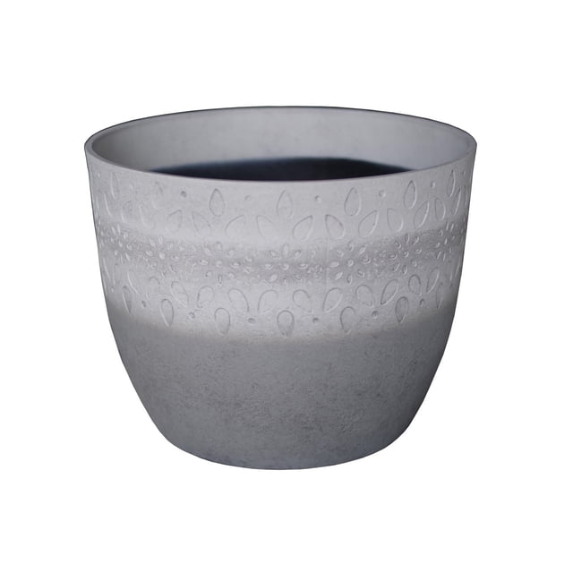Cache-pot Mainstays gris Newton 8 pouces - Résine recyclée, rond