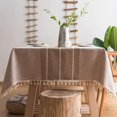 thumbnail image 1 of Nappe à Franges en Coton Lin Lourd Anti-Poussière pour Décoration de Table de Cuisine, 1 of 5