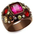 thumbnail image 1 of Alamode TK1790LC-10 Anneau en Acier Inoxydable pour Femmes avec AAA Grade CZ en Rubis - Taille 10, 1 of 1