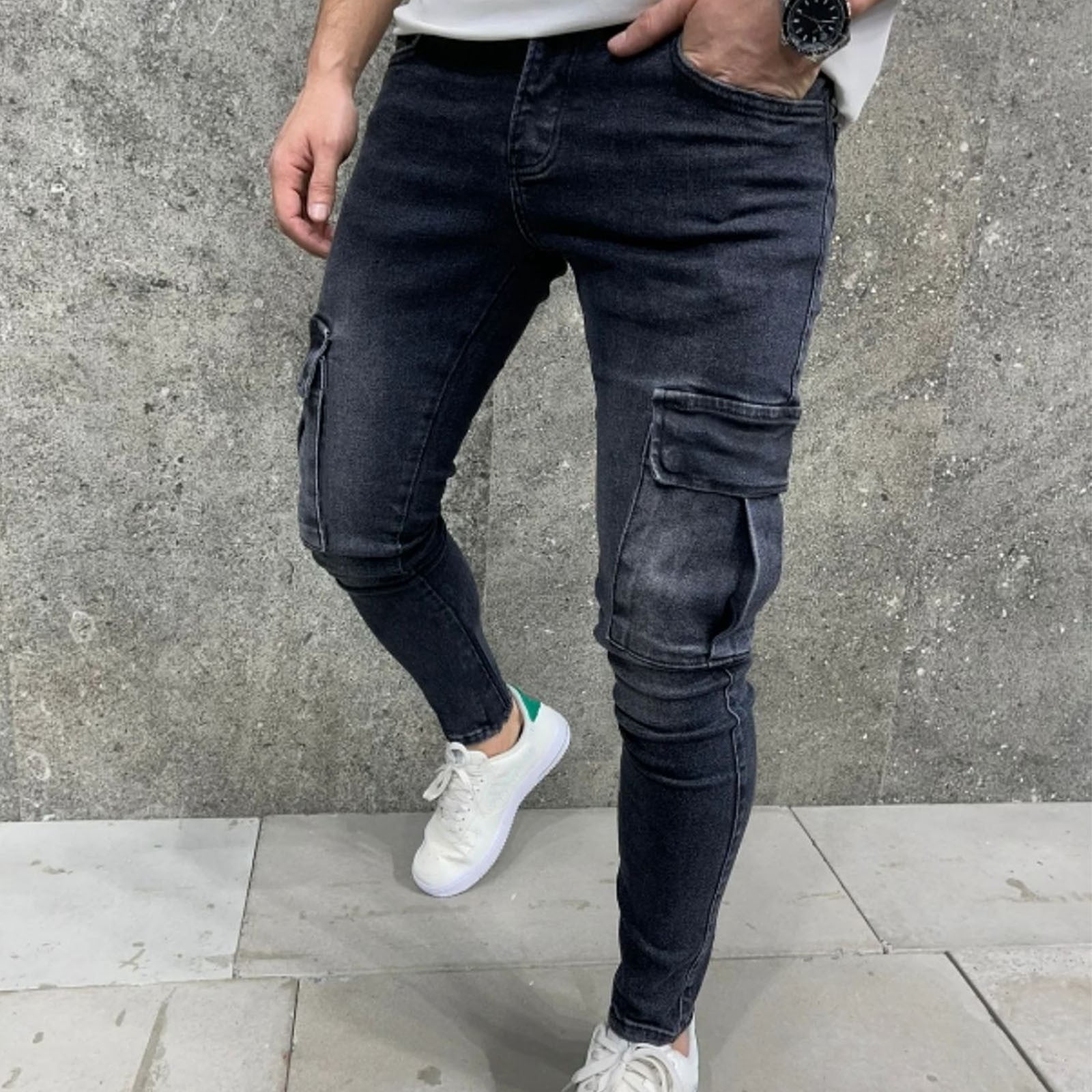 Yaoyar Men's Spring Summer Fashion Casual Athletic Denim Jeans Popular Style for Sports and Leisure Wear Outdoor Straight Type Fitness Pants,XXL,Black