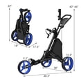 thumbnail image 2 of Gymax Chariot de Golf Pliable à 3 Roues à Pousser et Tirer avec Poignée Réglable Bleu, 2 of 10