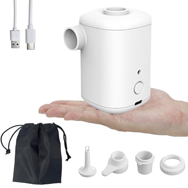 Portable air pump Ultra Mini air pump with rechargeable 3000 mAh battery and 4 nozzles, electric quick inflation pump Inflator for pool swimmers Swimming ring Air bed Air mattress