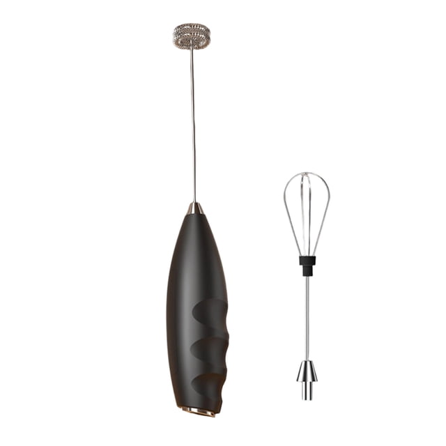 Black Stainless Steel Handheld Milk Frother And Egg Beater Set With Two Heads For Home Kitchen Tasks