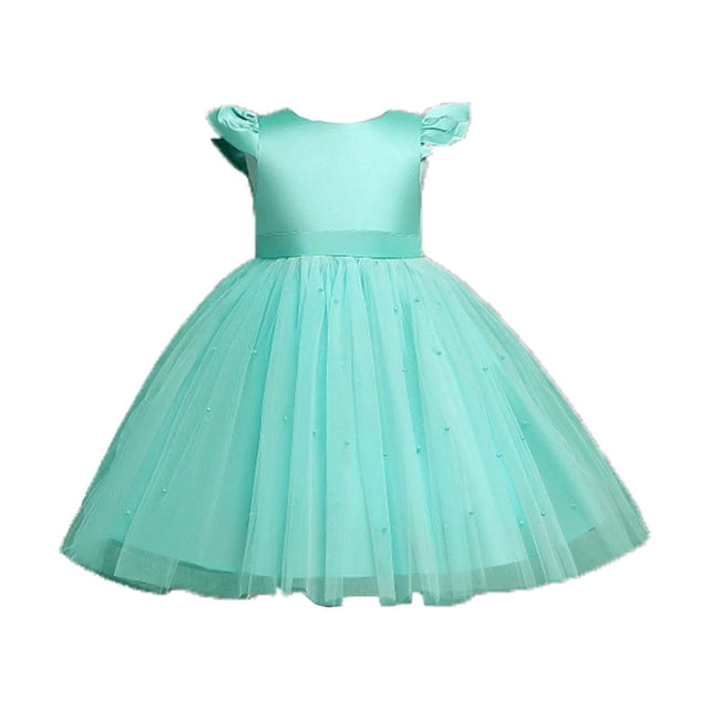 B91xZ Robe Décontractée pour Filles Robe en Coton Décontractée Robe Trapèze, Vert 6-12 Mois