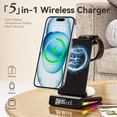 thumbnail image 2 of Wireless Charging Station Mobile Phone Watch Headphone Charger With Alarm Clock, 2 of 6