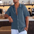 thumbnail image 1 of Summer Cuban Shirts for Men Casual Lightweight Button Down Short Sleeve Cardigan Work Blouse, 1 of 6