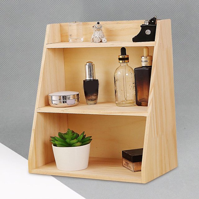 Support à Bricoles à 3 Niveaux Étagères de Rangement en Bois pour Table Commode Comptoir, Fabriqué en Bois Massif durable à Trois Niveaux pour Organiser Maquillage, Produits de Soins de la Peau Ou Articles Décoratifs. design Compact Mesurant 30cmx16.5cmx33cm, Idéal comme Organisateur de Maquillage Ou solution de Rangement de Bureau. la Finition en Bois Naturel Complète des styles de Déco Modernes et Minimalistes.