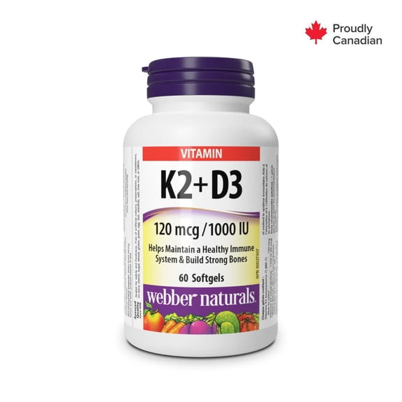Webber Naturals Vitamin K2+D3 120 Mcg/1000 IU