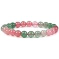 thumbnail image 1 of Natural Multi-Color Strawberry Quartz Gemstone 8mm Round Beads Stretch Bracelet 7 Inch Unisex, 1 of 2