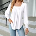 thumbnail image 2 of Pompotops Blouse Chemise Haut pour Femme Mode Col Carré Profond Uni à Boutons Manches Longues Liquidation, 2 of 4