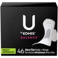 thumbnail image 1 of Serviettes ultraminces U by Kotex Balance avec ailes, absorption élevée, 46 unités, 1 of 8