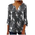 thumbnail image 1 of CEHVOM Femmes Mode Imprimé Décontracté Col en V Manches 3/4 T-Shirt Blouse Hauts Liquidation, 1 of 5
