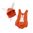 thumbnail image 1 of MIASHUI Baby Clothes Boys Girls Sleeveless Easter Rabbit Embroider Romper Bodysuits Hat Set,Orange,3-6 Months, 1 of 9