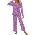 thumbnail image 4 of TopLLC Ensembles de Pyjama Ensembles de Détente pour Femmes, Vêtements de Nuit pour Femmes T-Shirt de Nuit à Imprimé à Col Rond à Manches Courtes et Ensembles de Pantalons Vêtements de Détente Pyjamas avec Poches Ensembles de Pyjama, 4 of 6