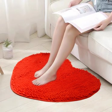 LSLJS Heart Shaped Rug Heart Shaped Decorative Floor Mat Shower Mat Non Slip Washable Doormat Entrance Welcome Carpet for Home Living Room Sofa Bathroom Floor, Home Accessories