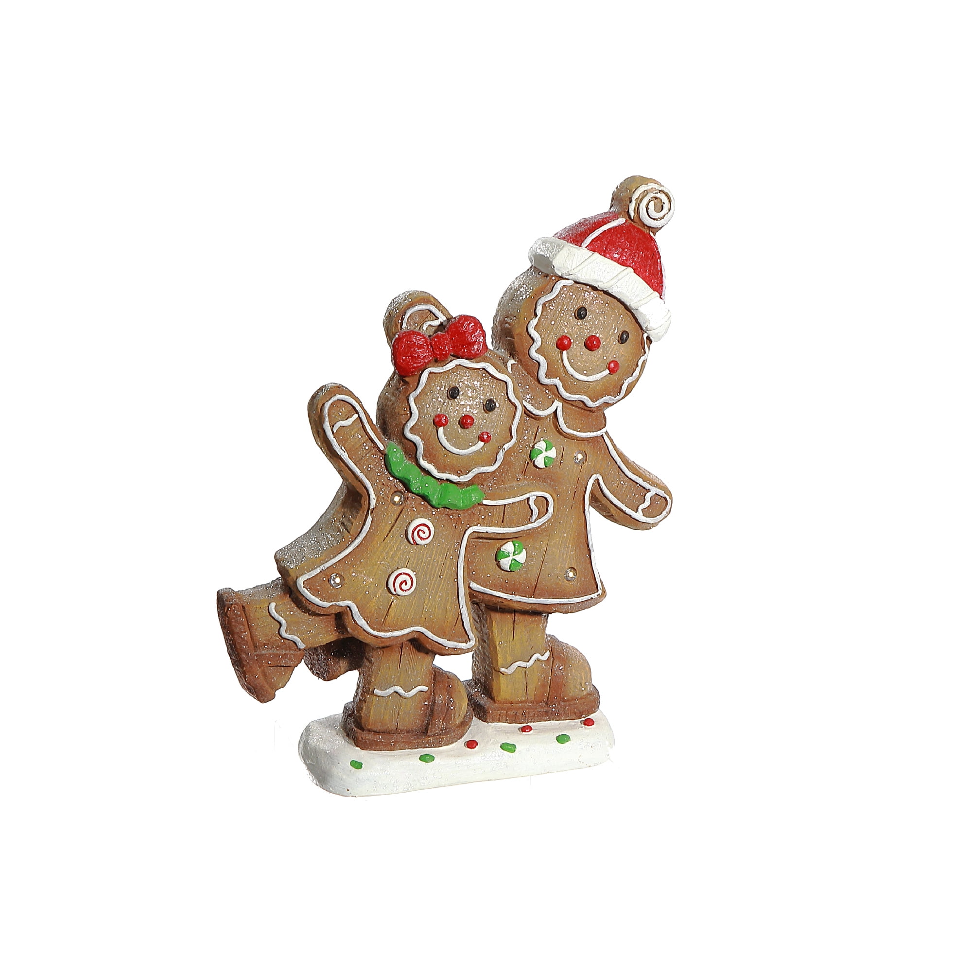 Led Magnesia Double Gingerbread Skating Figurine