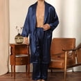 thumbnail image 1 of LSLJS Men Solid Casual Long Sleeves Lace-up Home Pocket Long Pajama Robe Shorts, Robes Gifts for Men, 1 of 5