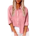 thumbnail image 1 of Timegard Button down Shirts for Women Plus Size Lapel Neck Cotton Linen Blouse Work Casual Loose Tops, 1 of 8