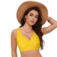 thumbnail image 3 of Huesdet Bikini Tops for Women Triangle Bikini Top Ribbed Push up Padded Halter String Bathing Suits Top(Yellow,XL), 3 of 9