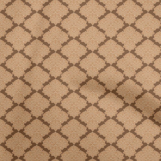 oneOone Velvet Brown Fabric Asian Block Print Sewing Material Print Fabric By The Yard 58 Inch Wide