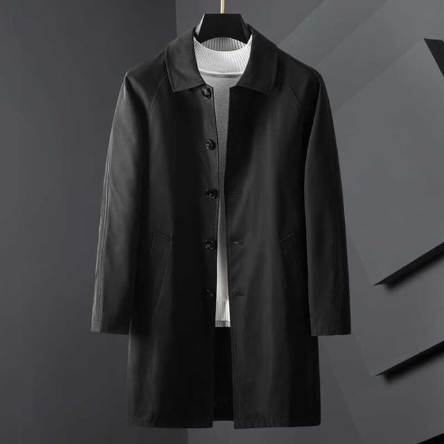 Veste Coupe-Vent Décontractée pour Homme, Unie, Mi-Longue, à Boutons, pour le Printemps