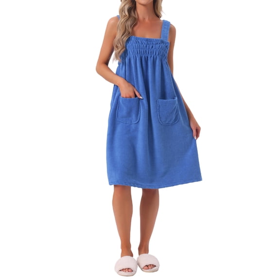 INSPIRE CHIC Serviettes de Douche pour Femmes, Peignoir de Bain Portable avec Sangles pour Spa, TG Bleu