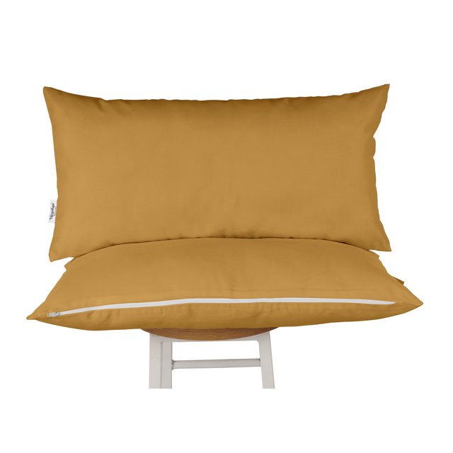 Vargottam Indoor/Outdoor Polyester Fabric Lumbar Pillow With Insert, All-Weather Waterproof Decorative Throw Pillow for Patio Furniture-Set of 2 - Beige