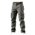 thumbnail image 2 of DIOAZUD Pantalon Cargo Décontracté pour Homme à Multiples Poches Pantalon à Jambe Droite Couleur Unie Coupe Ample Pantalon de Plein Air Randonnée Travail, 2 of 3