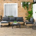 thumbnail image 2 of Outsunny Outdoor Wicker Conversation Set with Sofa, Chair, Stool, Table, 2 of 10